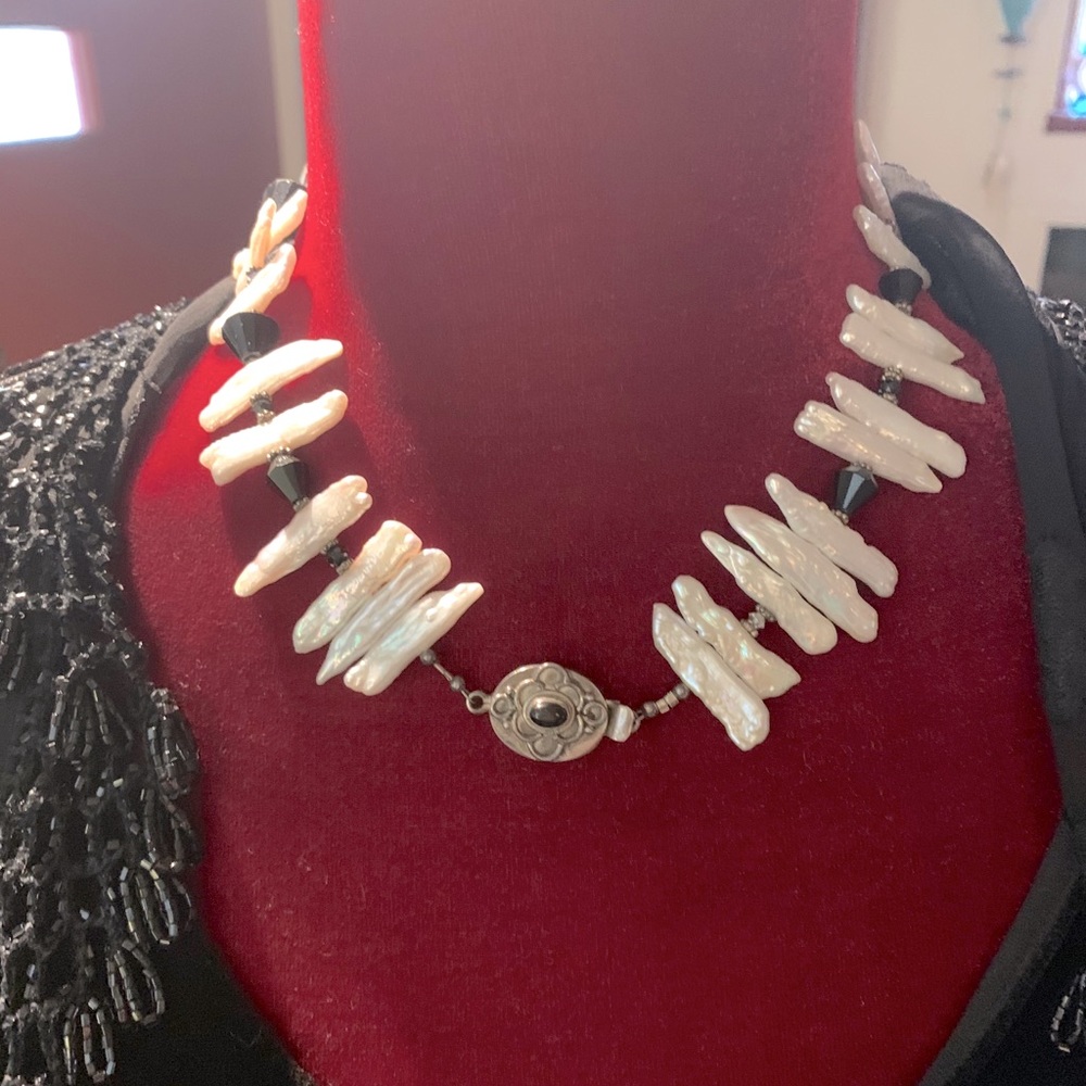 Abalone shell and sterling silver necklace